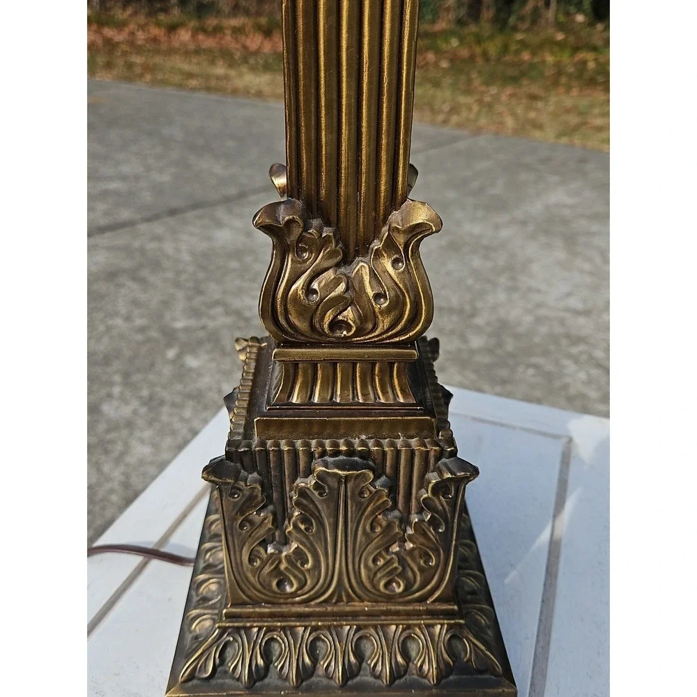 Vintage 1960s Neoclassical Brass Lamp With A Corinthian Column